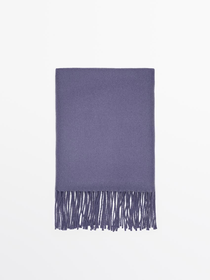 Massimo Dutti Wool Fringed Women Scarf Purple | US-KV6249173
