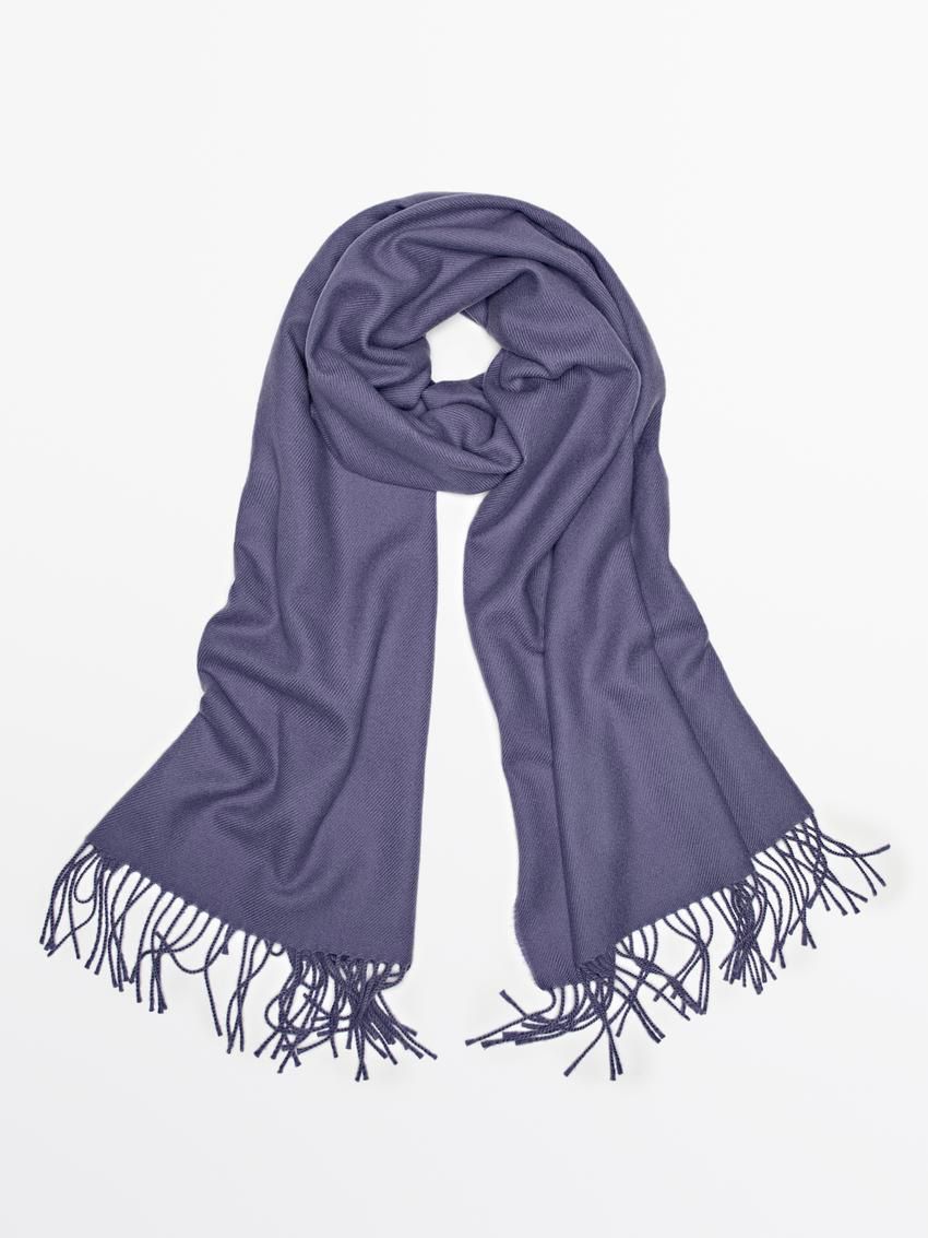 Massimo Dutti Wool Fringed Women Scarf Purple | US-KV6249173