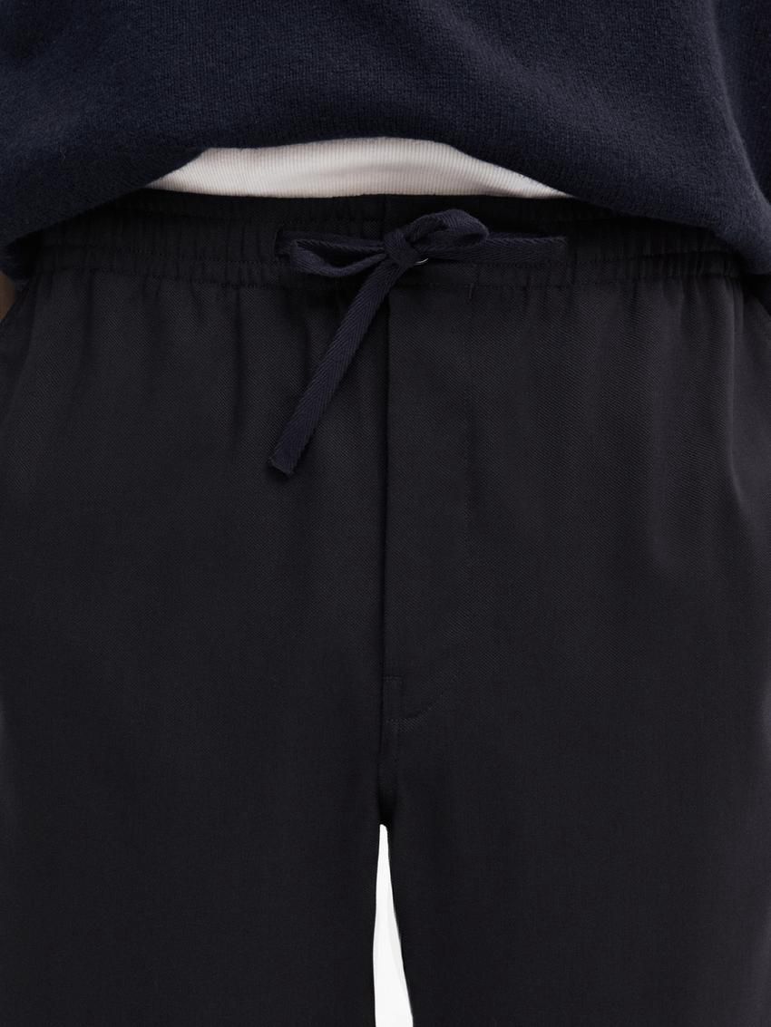 Massimo Dutti Wool Jogger Fit Men Trousers Navy | US-JO4913286