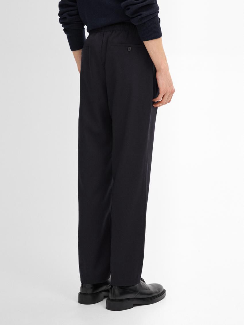 Massimo Dutti Wool Jogger Fit Men Trousers Navy | US-JO4913286