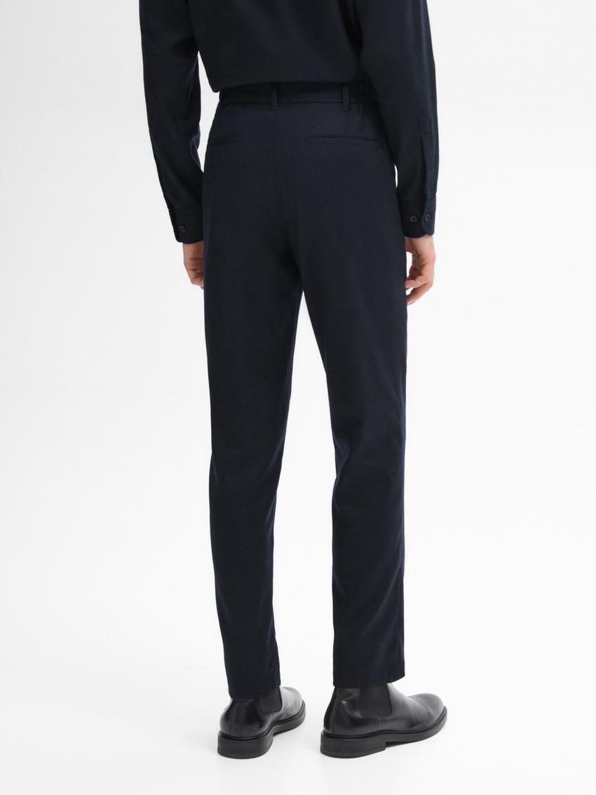 Massimo Dutti Wool Jogger Fit Men Trousers Navy | US-EI1903427
