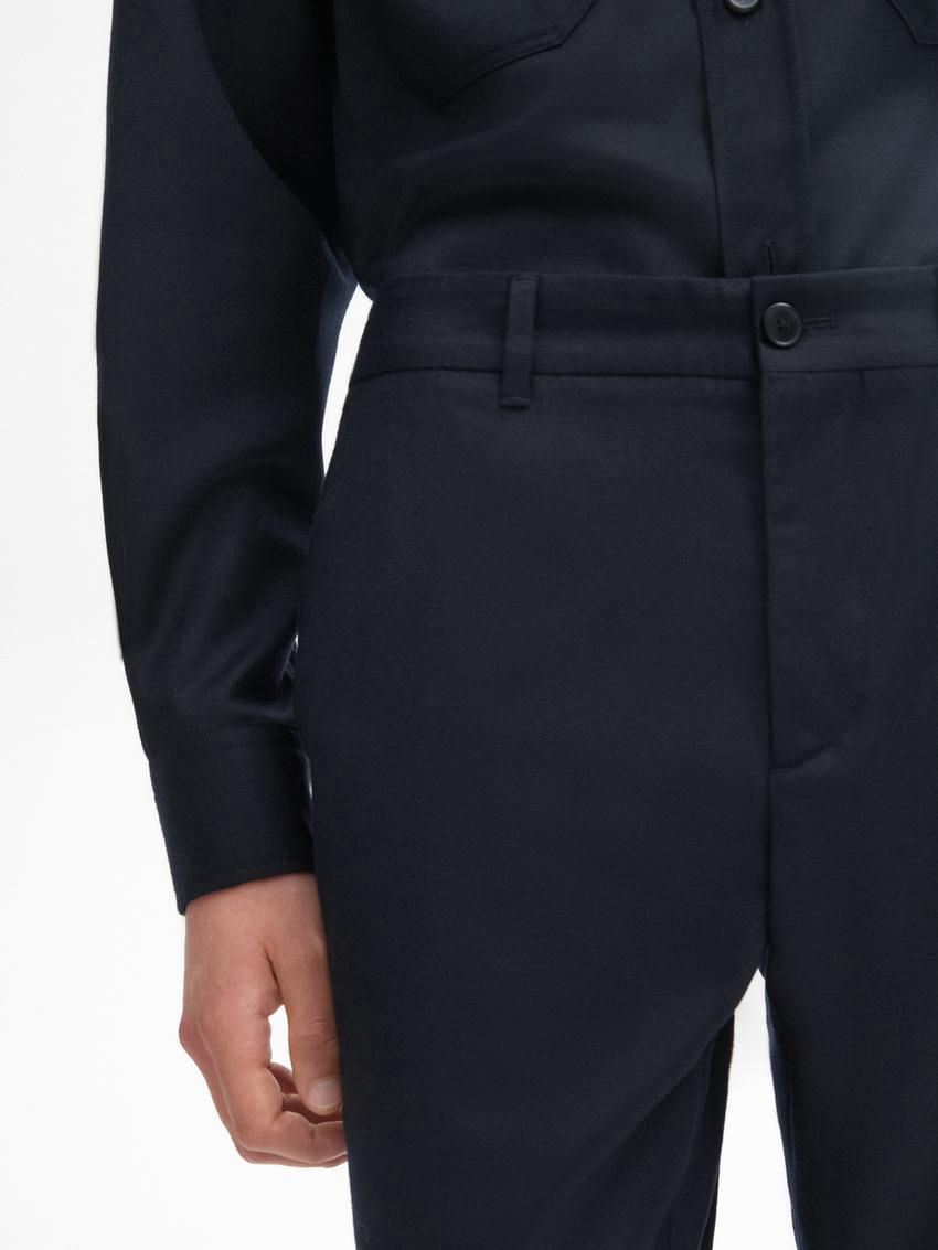 Massimo Dutti Wool Jogger Fit Men Trousers Navy | US-EI1903427