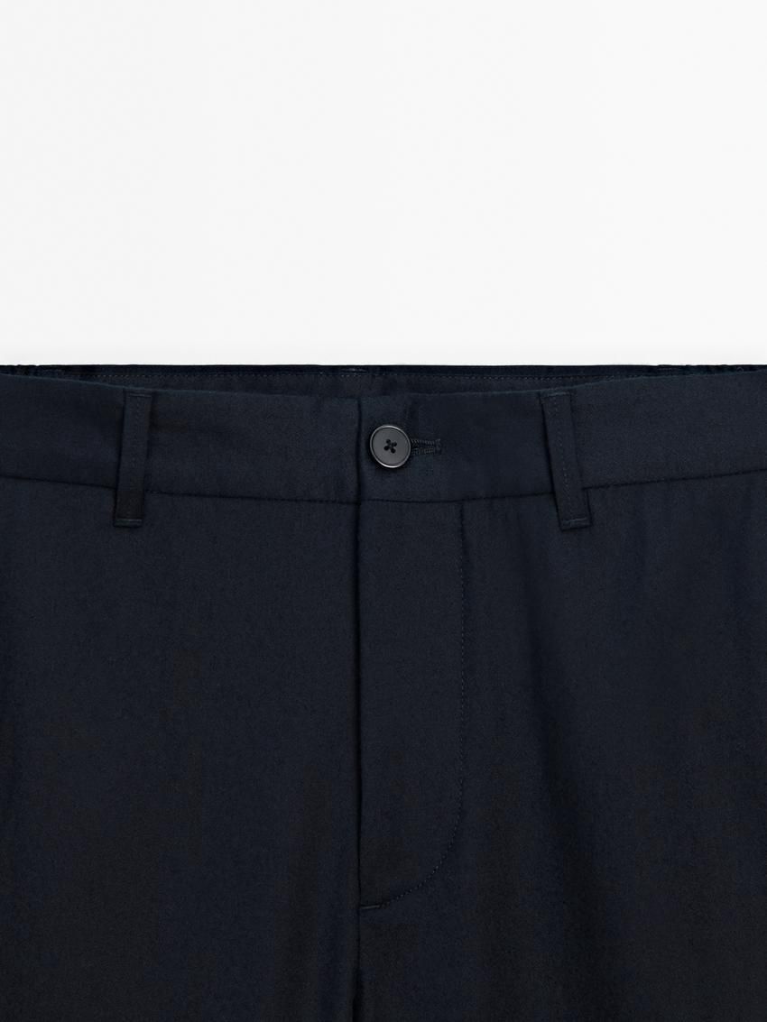 Massimo Dutti Wool Jogger Fit Men Trousers Navy | US-EI1903427