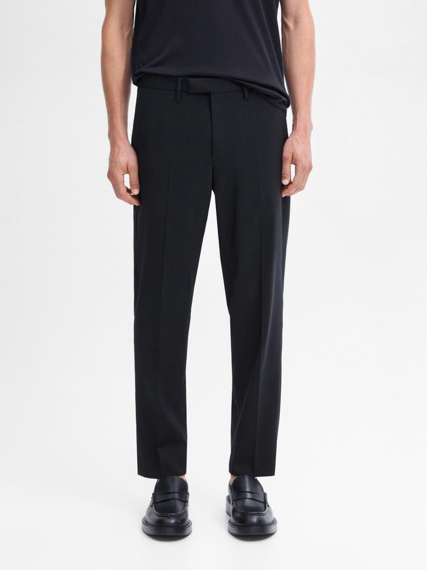 Massimo Dutti Wool Joggers With Elasticated Waistband Men Trousers Navy | US-SV9136470