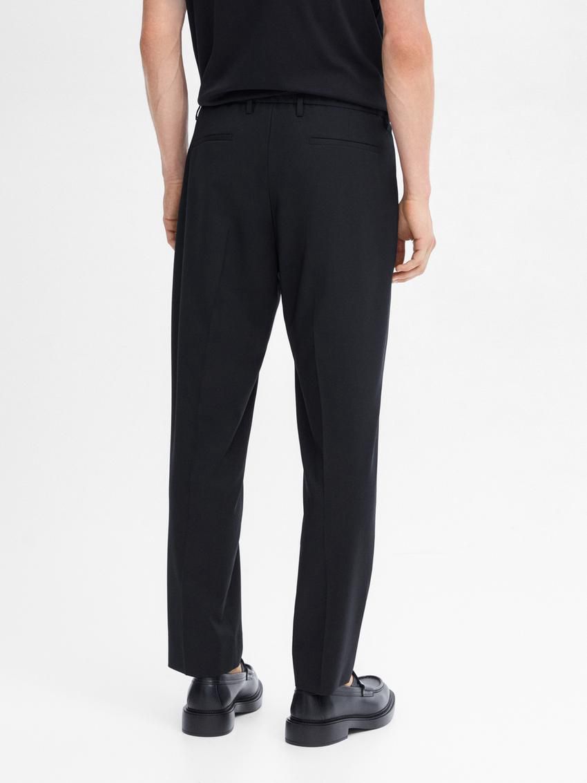 Massimo Dutti Wool Joggers With Elasticated Waistband Men Trousers Navy | US-SV9136470