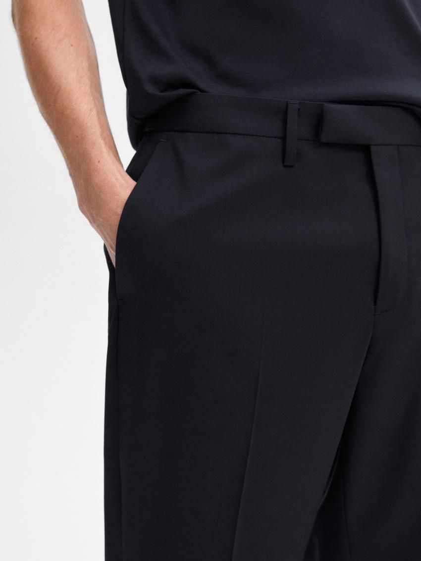 Massimo Dutti Wool Joggers With Elasticated Waistband Men Trousers Navy | US-SV9136470