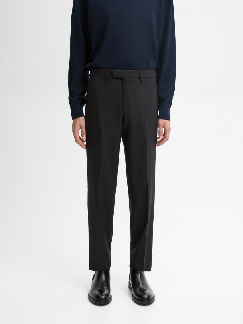 Massimo Dutti Wool Joggers With Elasticated Waistband Men Trousers Black | US-NB5430197