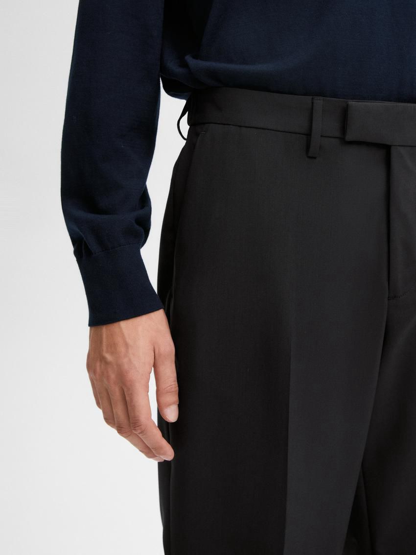 Massimo Dutti Wool Joggers With Elasticated Waistband Men Trousers Black | US-NB5430197