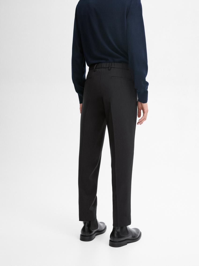Massimo Dutti Wool Joggers With Elasticated Waistband Men Trousers Black | US-NB5430197