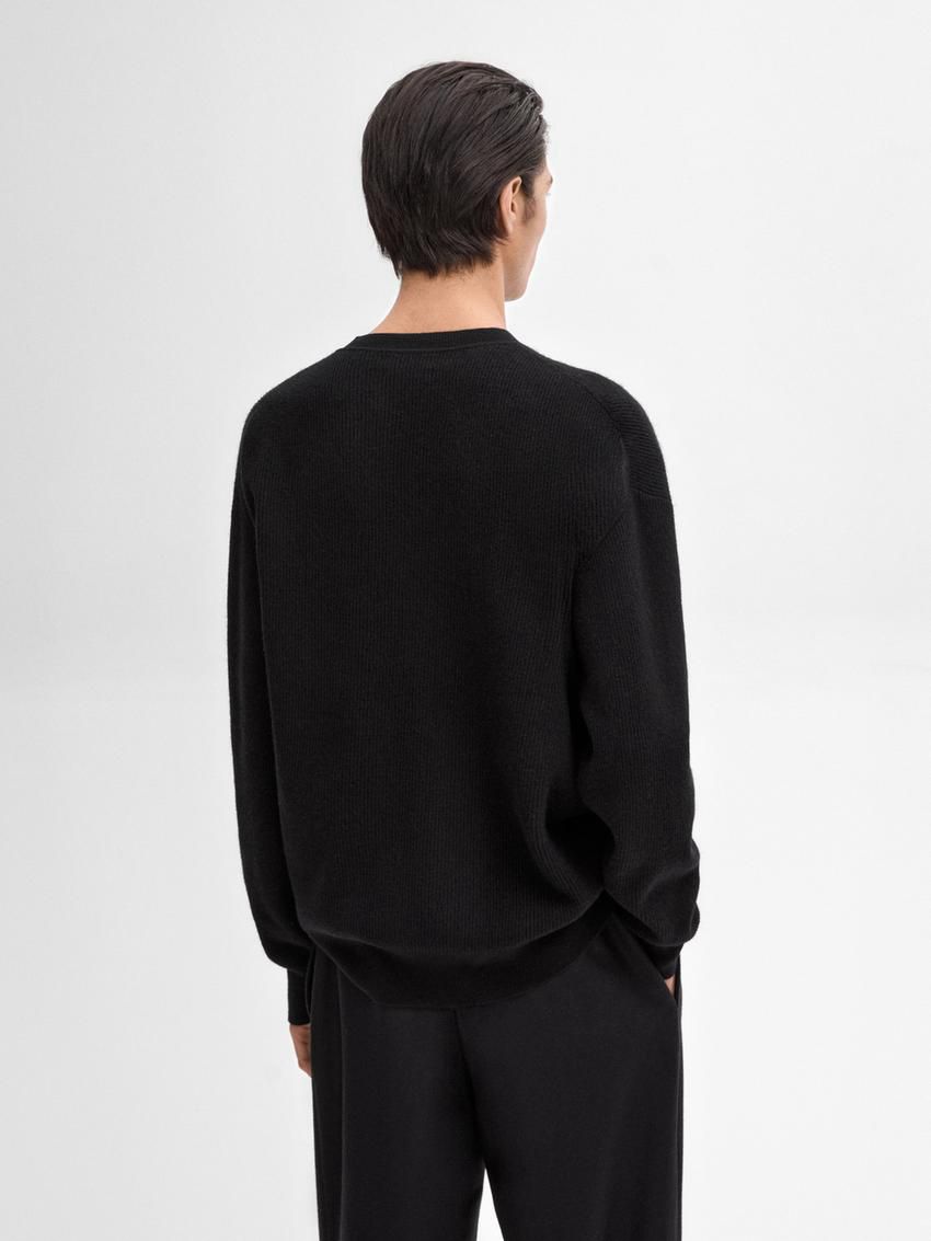 Massimo Dutti Wool Knit Men Sweater Black | US-HY9106457