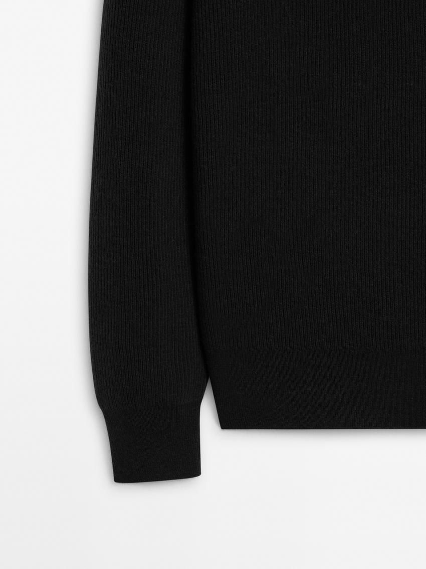 Massimo Dutti Wool Knit Men Sweater Black | US-HY9106457
