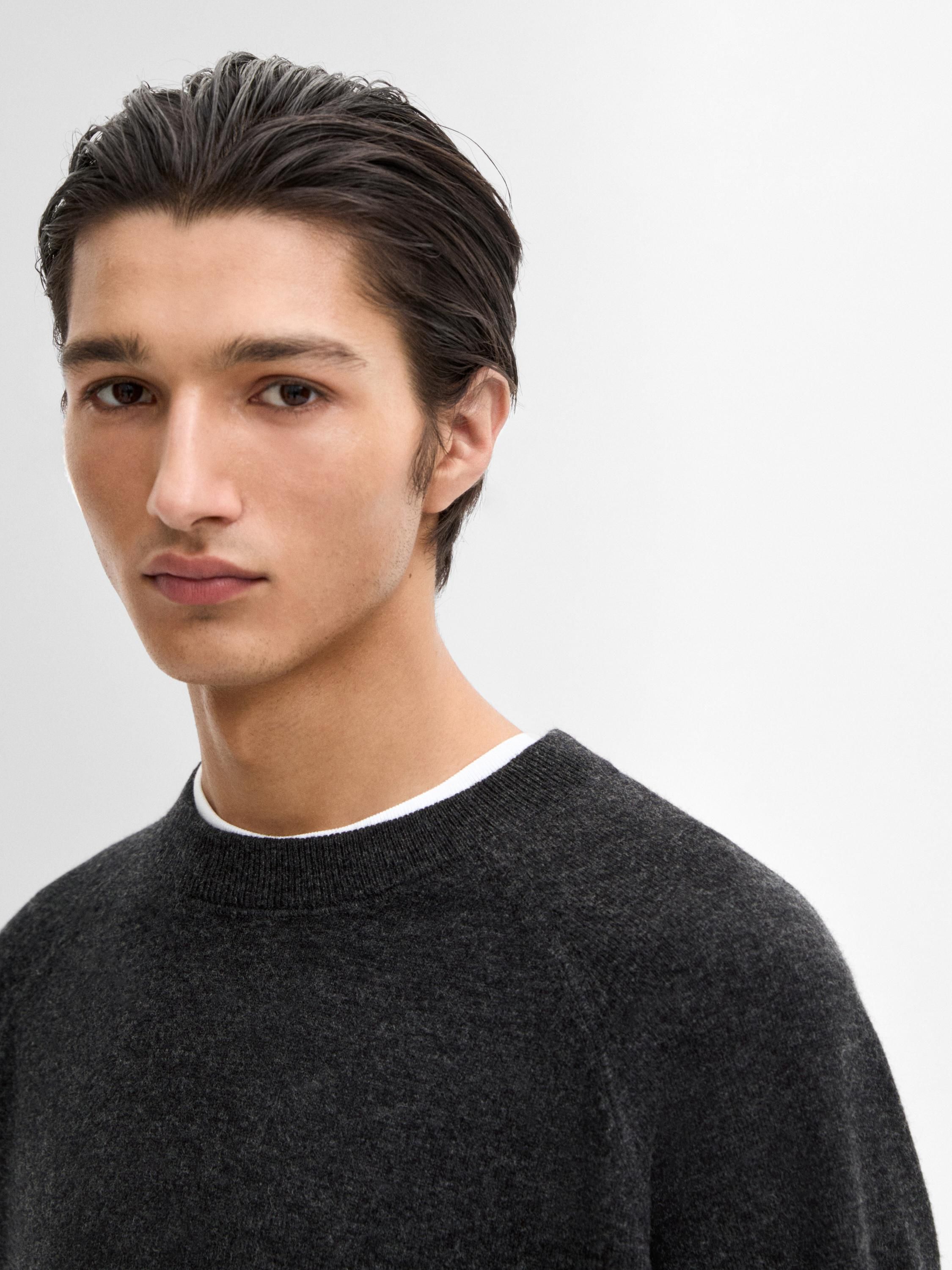 Massimo Dutti Wool Knit Men Sweater Dark Grey | US-GU1625780
