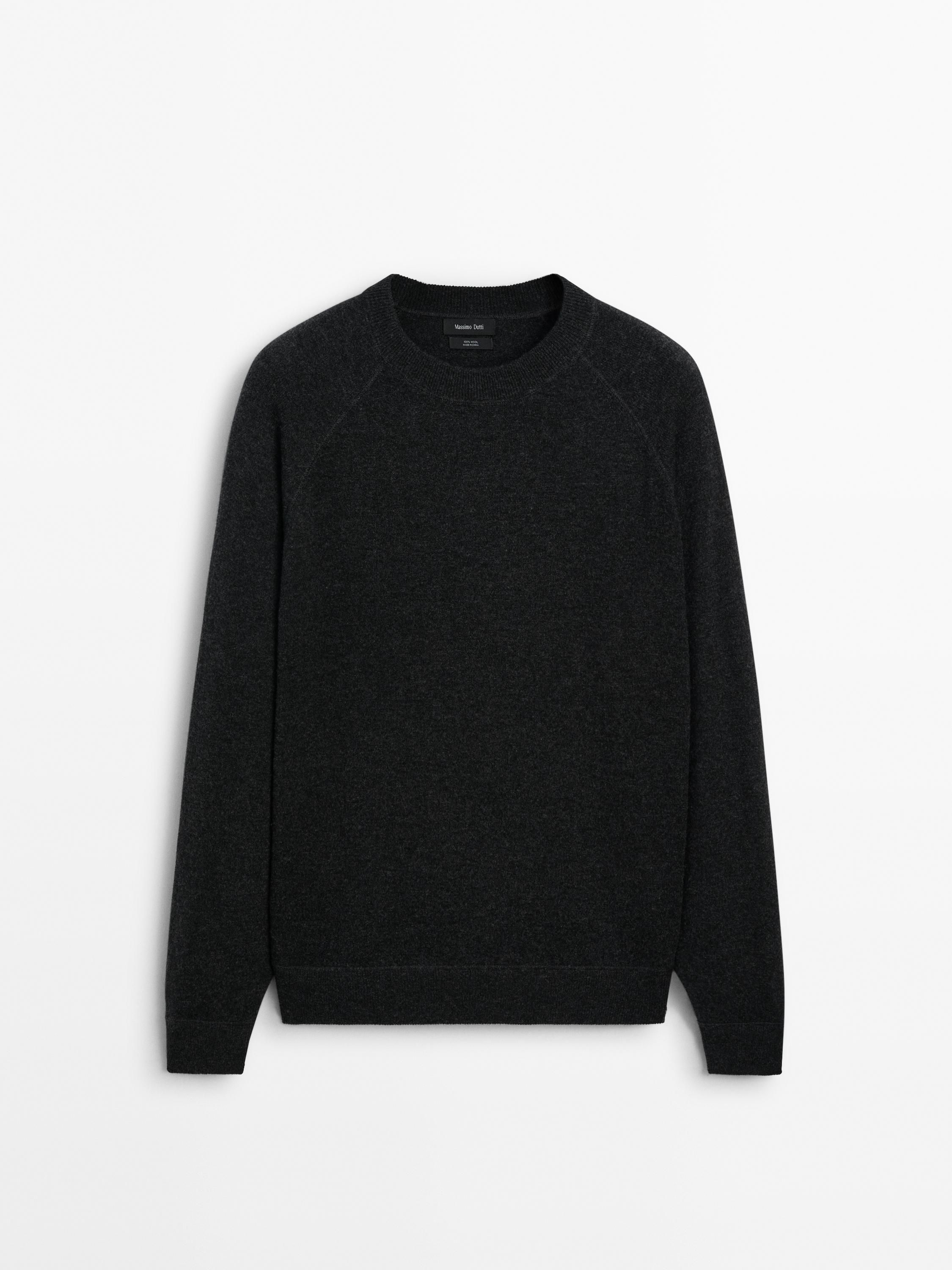 Massimo Dutti Wool Knit Men Sweater Dark Grey | US-GU1625780