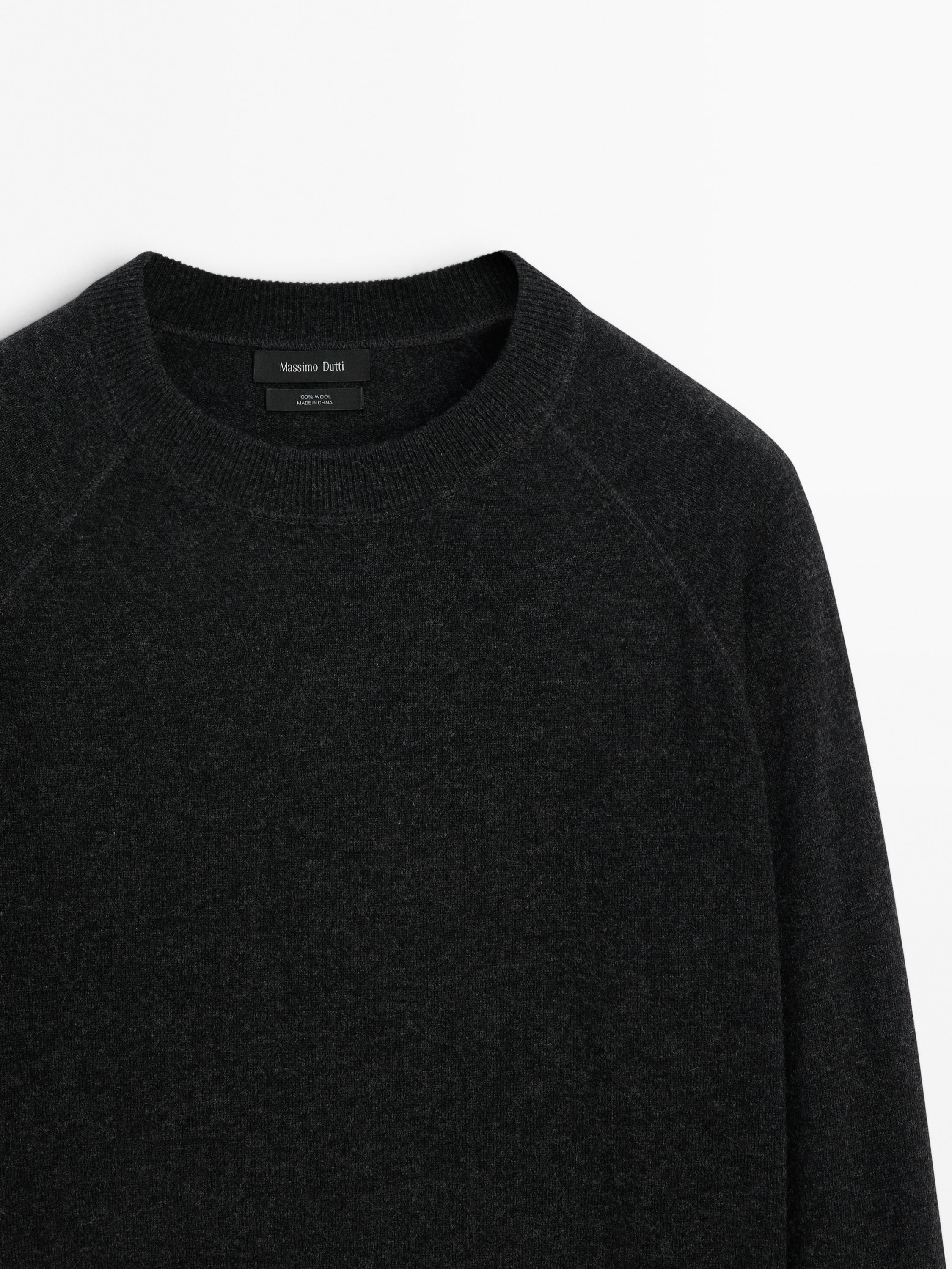 Massimo Dutti Wool Knit Men Sweater Dark Grey | US-GU1625780