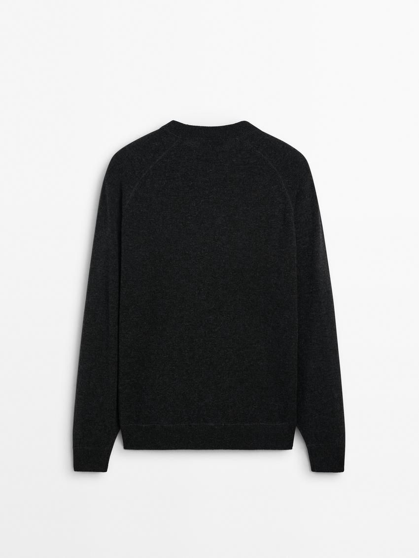 Massimo Dutti Wool Knit Men Sweater Dark Grey | US-GU1625780