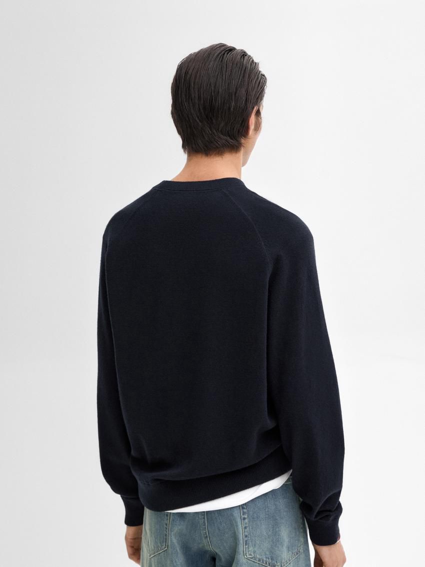 Massimo Dutti Wool Knit Men Sweater Navy | US-SL3614870
