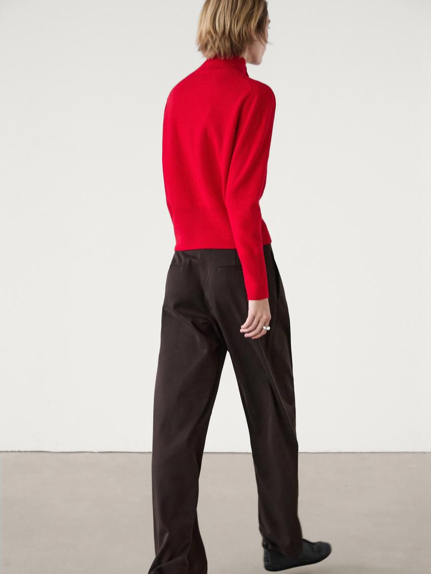 Massimo Dutti Wool Knit With Mock Turtleneck Women Cardigan Red | US-LM8179504