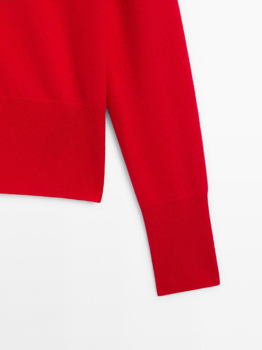 Massimo Dutti Wool Knit With Mock Turtleneck Women Cardigan Red | US-LM8179504