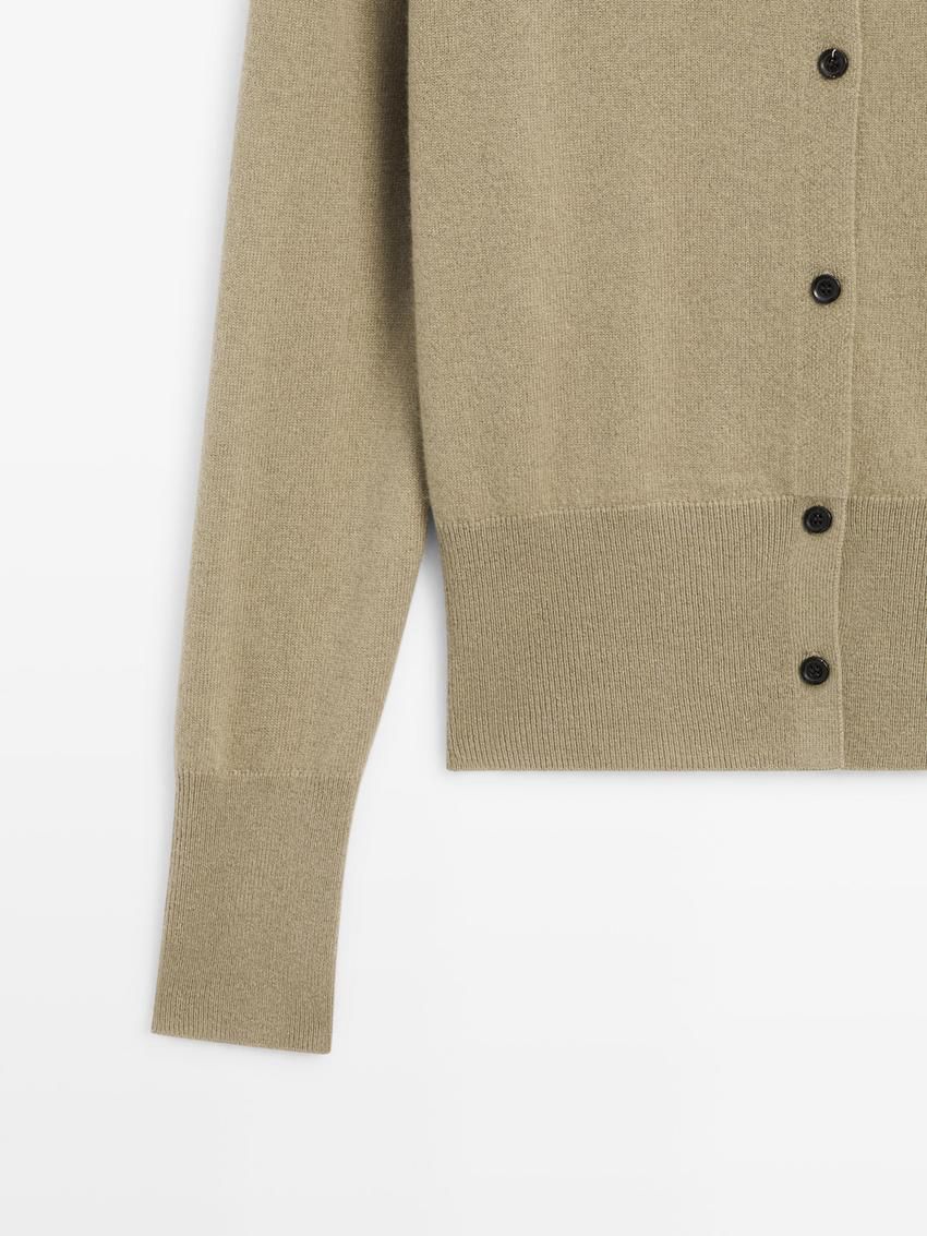 Massimo Dutti Wool Knit With Mock Turtleneck Women Cardigan Light Green | US-YS7308594
