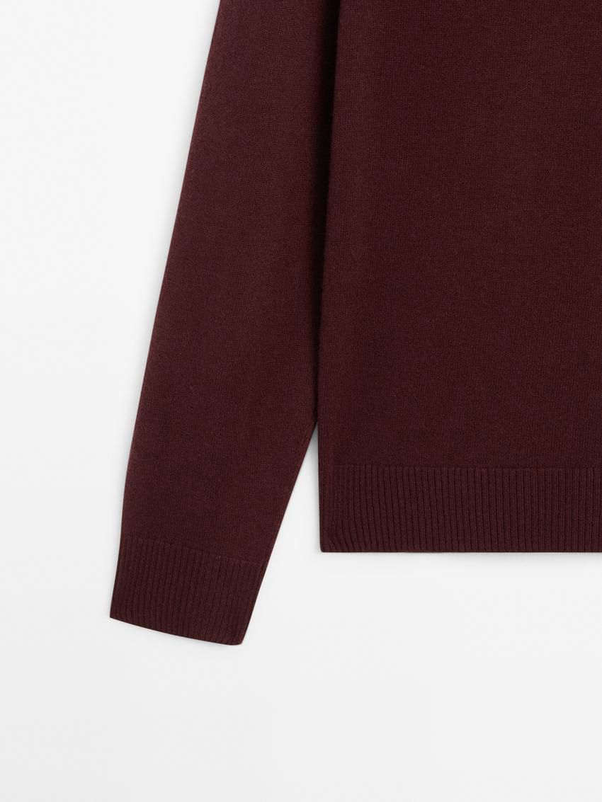Massimo Dutti Wool Knit With Polo Collar Men Sweater Burgundy | US-FL9346802