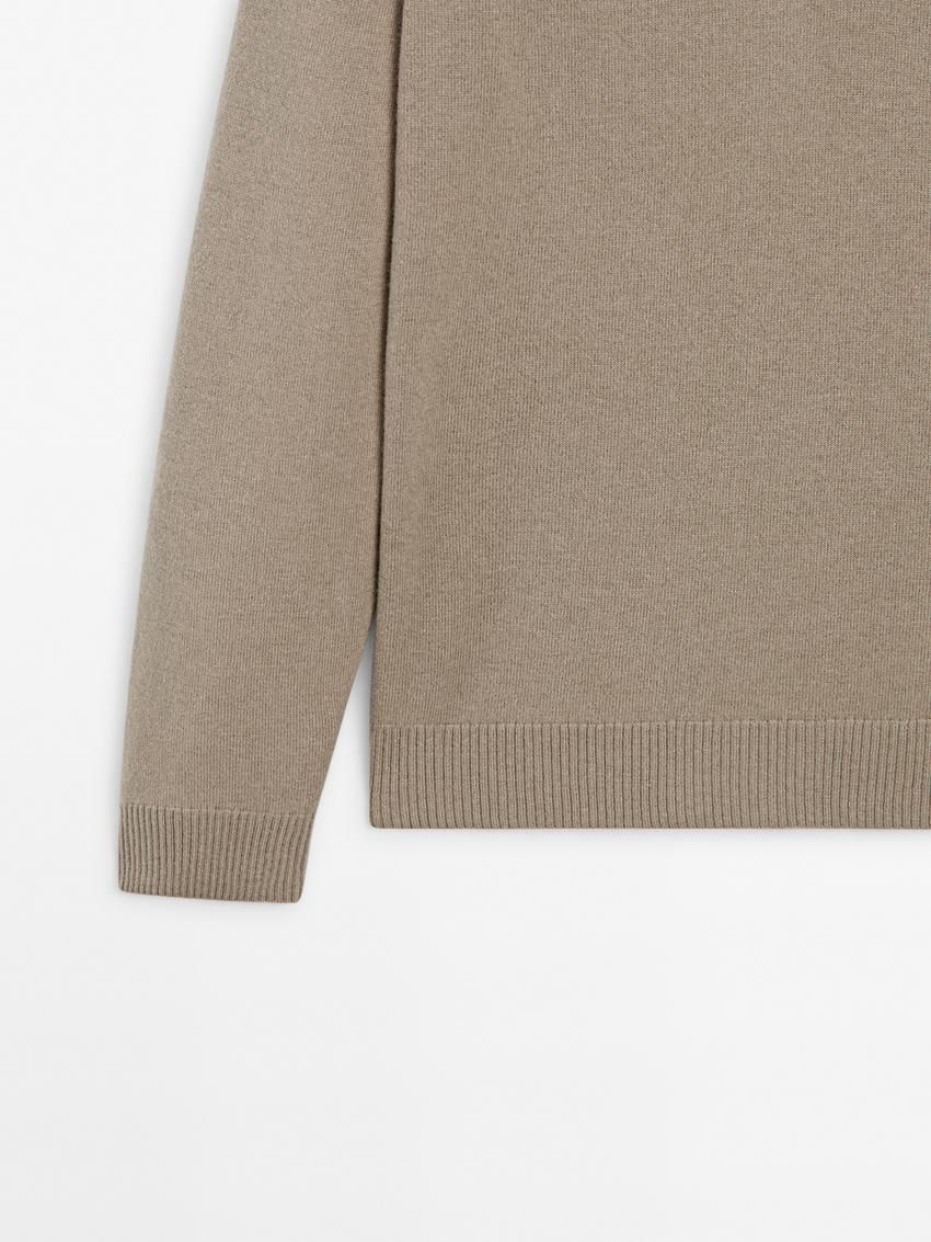 Massimo Dutti Wool Knit With Polo Collar Men Sweater Beige | US-YV9870365
