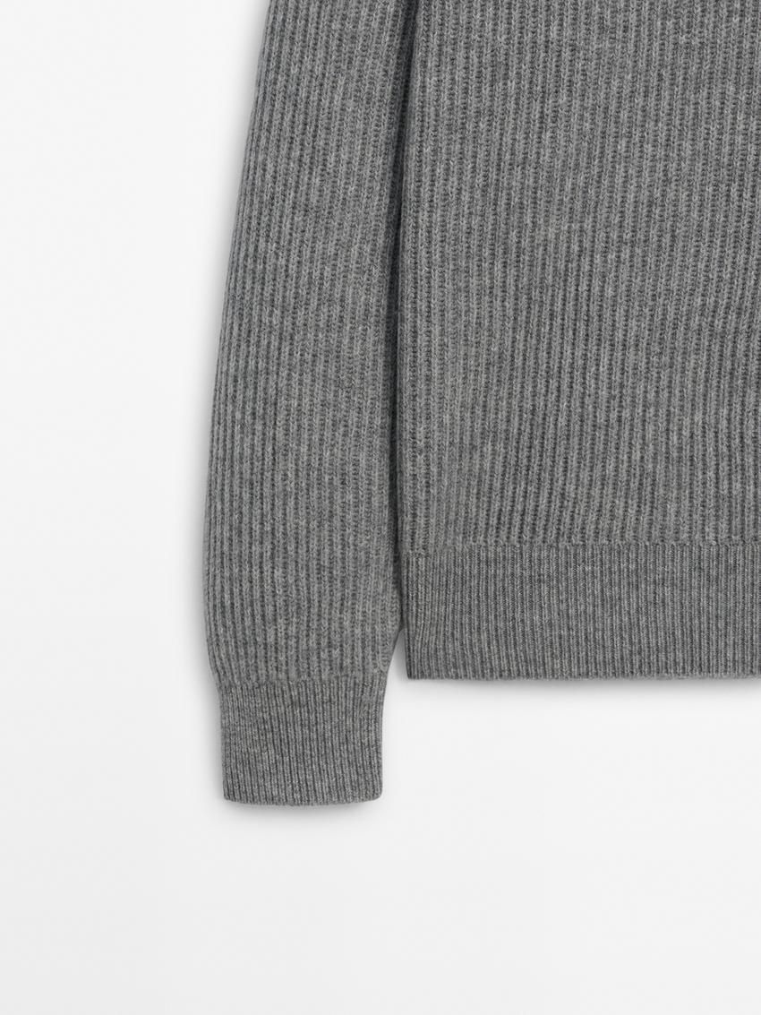 Massimo Dutti Wool Knit With Polo Collar Men Sweater Grey | US-QM1950374