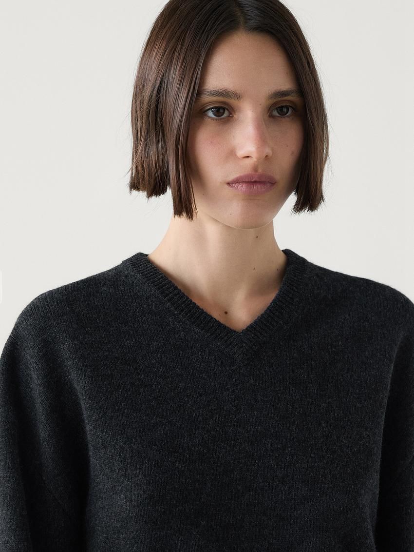 Massimo Dutti Wool Knit Women Sweater Black | US-PO2714635