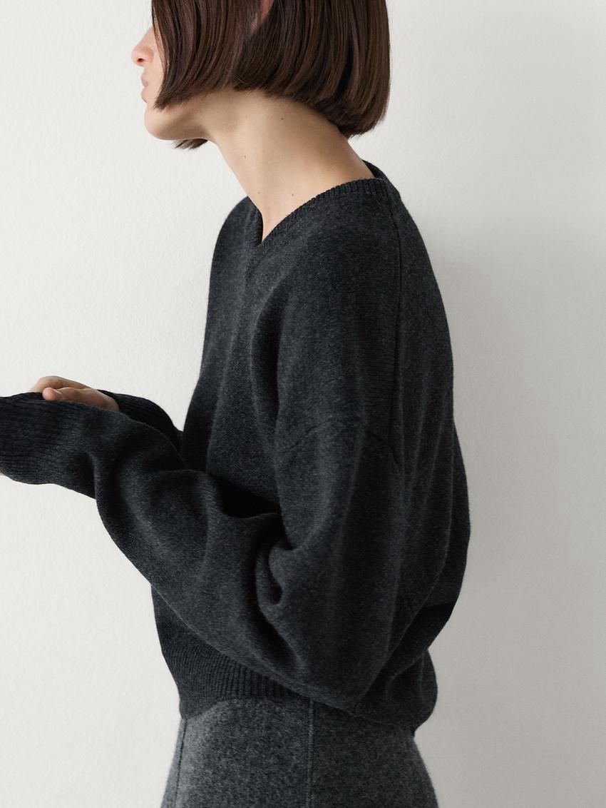 Massimo Dutti Wool Knit Women Sweater Black | US-PO2714635