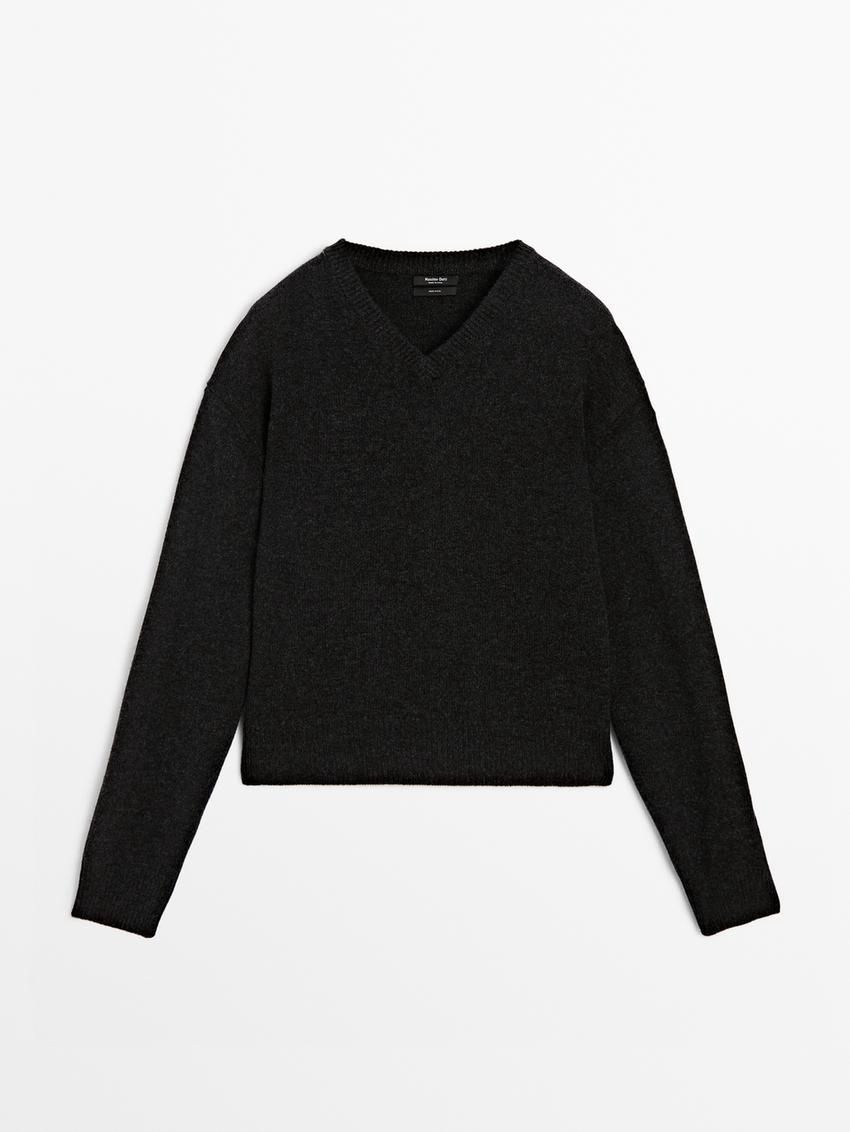Massimo Dutti Wool Knit Women Sweater Black | US-PO2714635