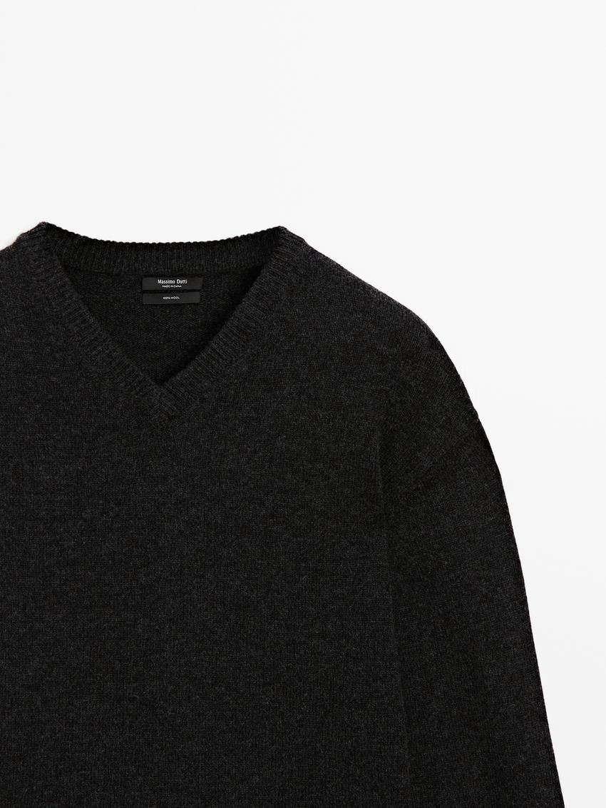 Massimo Dutti Wool Knit Women Sweater Black | US-PO2714635