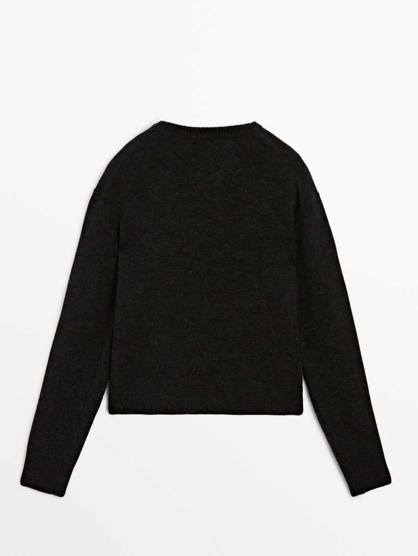 Massimo Dutti Wool Knit Women Sweater Black | US-PO2714635