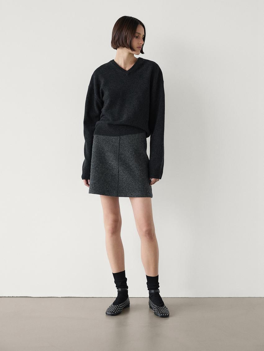 Massimo Dutti Wool Knit Women Sweater Black | US-PO2714635