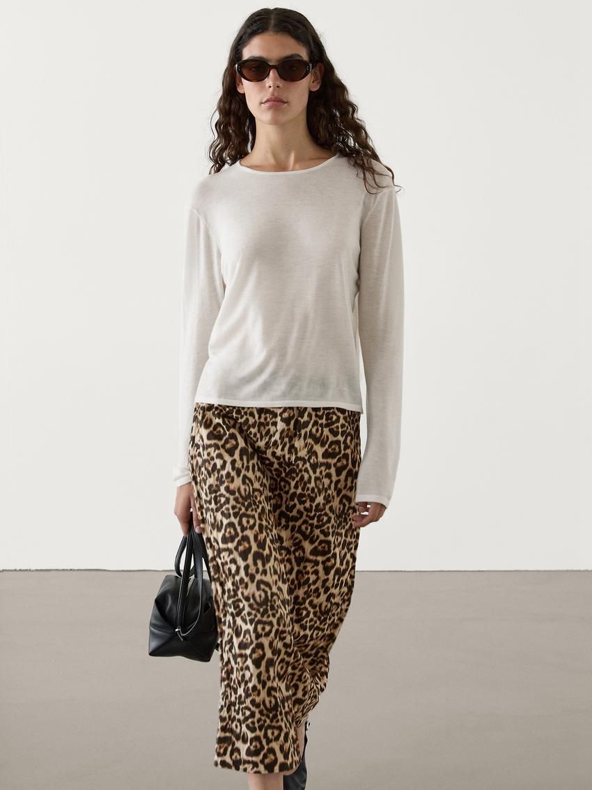 Massimo Dutti Wool Knit Women Sweater Cream | US-OA2150369
