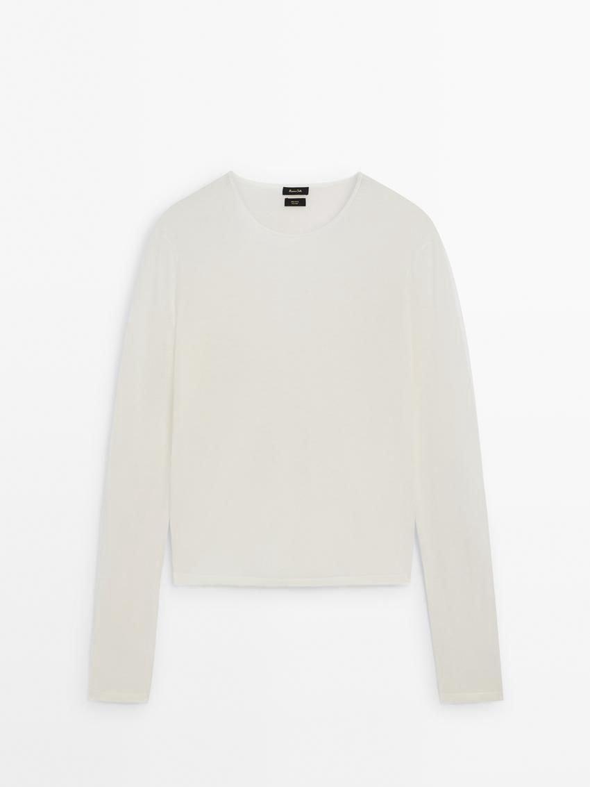 Massimo Dutti Wool Knit Women Sweater Cream | US-OA2150369