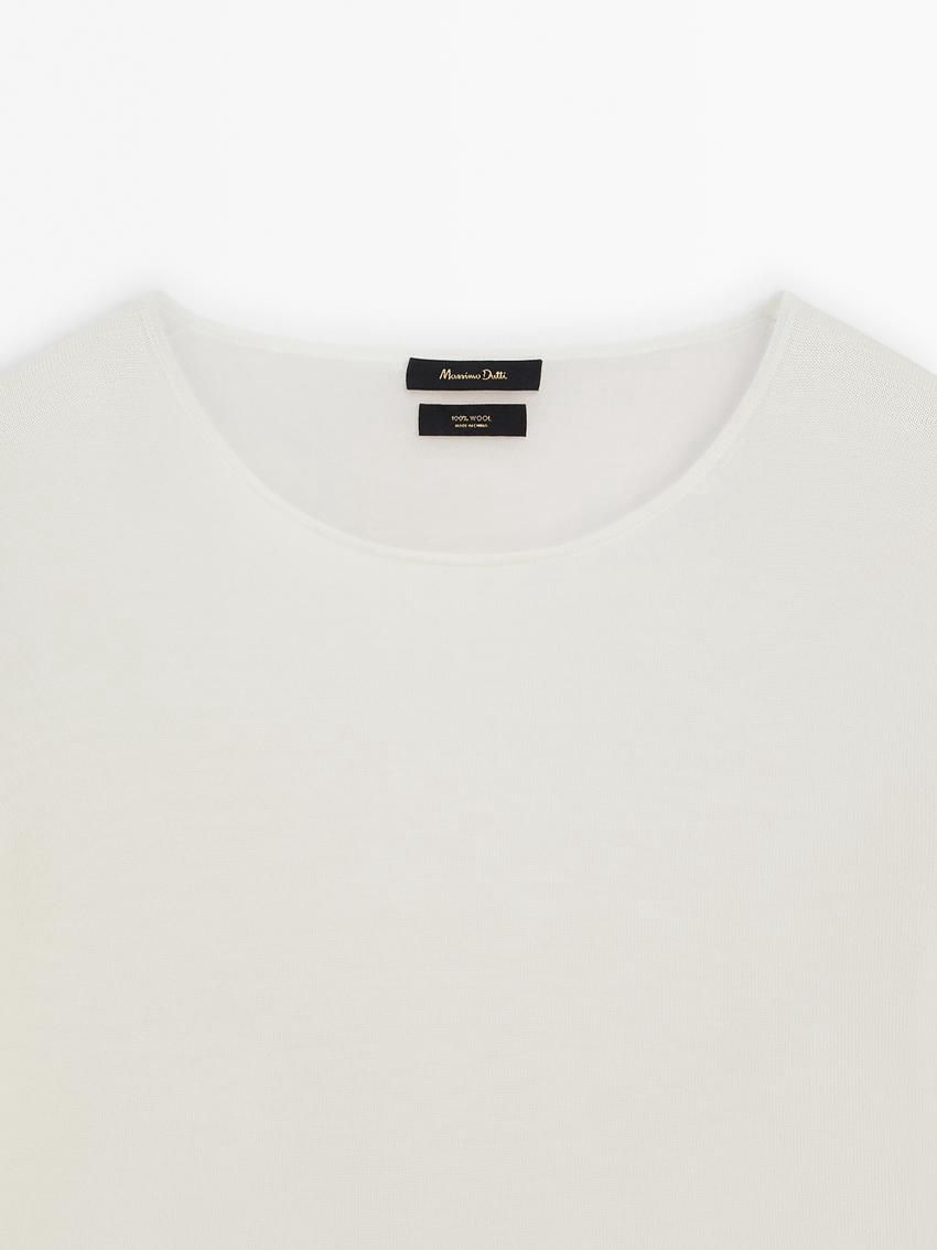Massimo Dutti Wool Knit Women Sweater Cream | US-OA2150369
