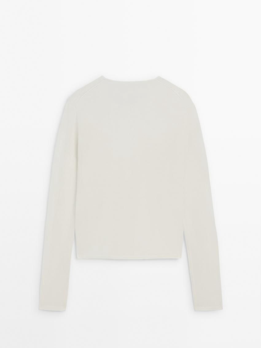 Massimo Dutti Wool Knit Women Sweater Cream | US-OA2150369