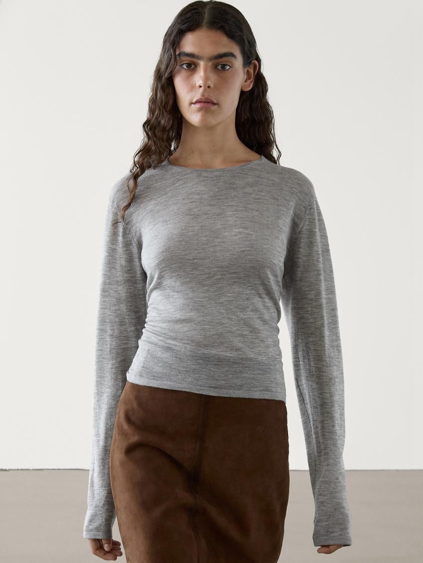 Massimo Dutti Wool Knit Women Sweater Grey | US-MW3867510
