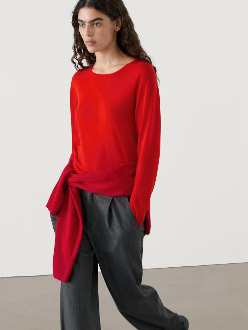 Massimo Dutti Wool Knit Women Sweater Red | US-OJ5267089
