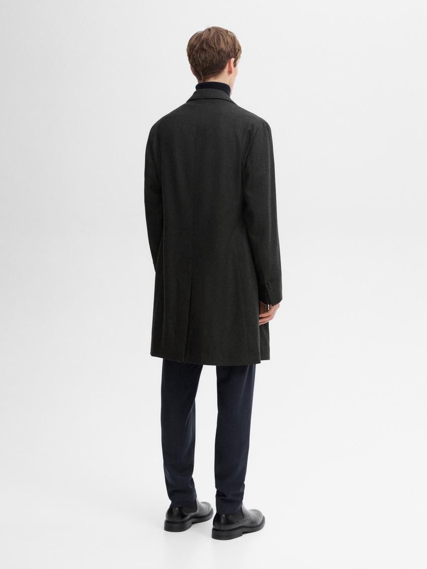 Massimo Dutti Wool Long Men Coat Dark Grey | US-DJ4865703
