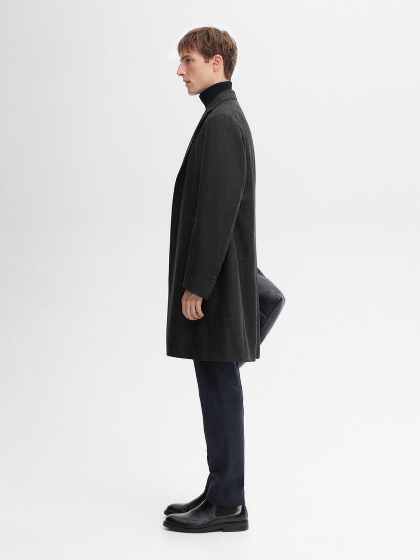 Massimo Dutti Wool Long Men Coat Dark Grey | US-DJ4865703