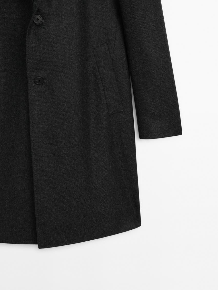 Massimo Dutti Wool Long Men Coat Dark Grey | US-DJ4865703