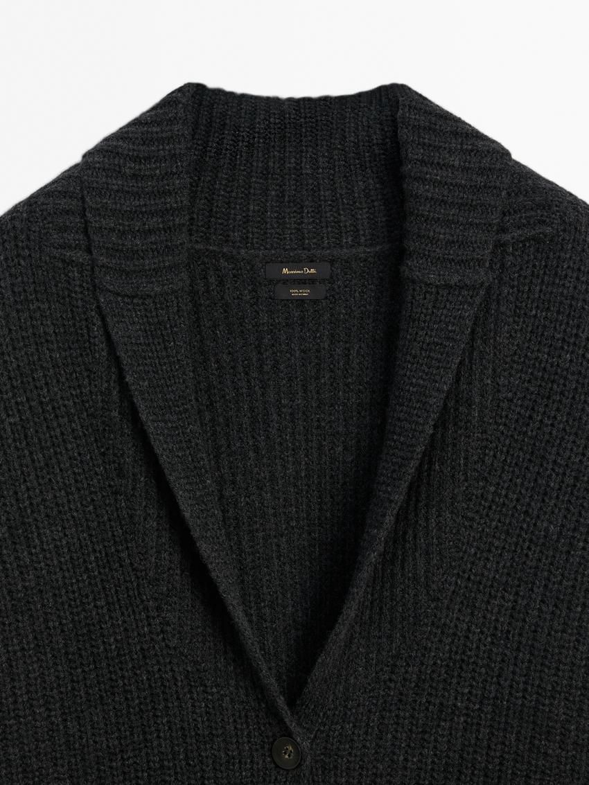 Massimo Dutti Wool Long Women Cardigan Dark Grey | US-TF3876541