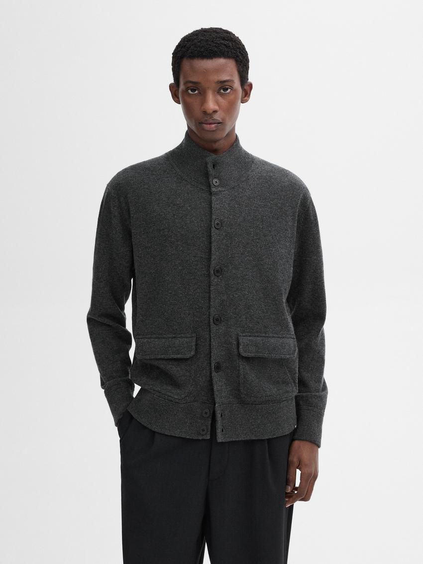 Massimo Dutti Wool Men Cardigan Dark Grey | US-RN7193502