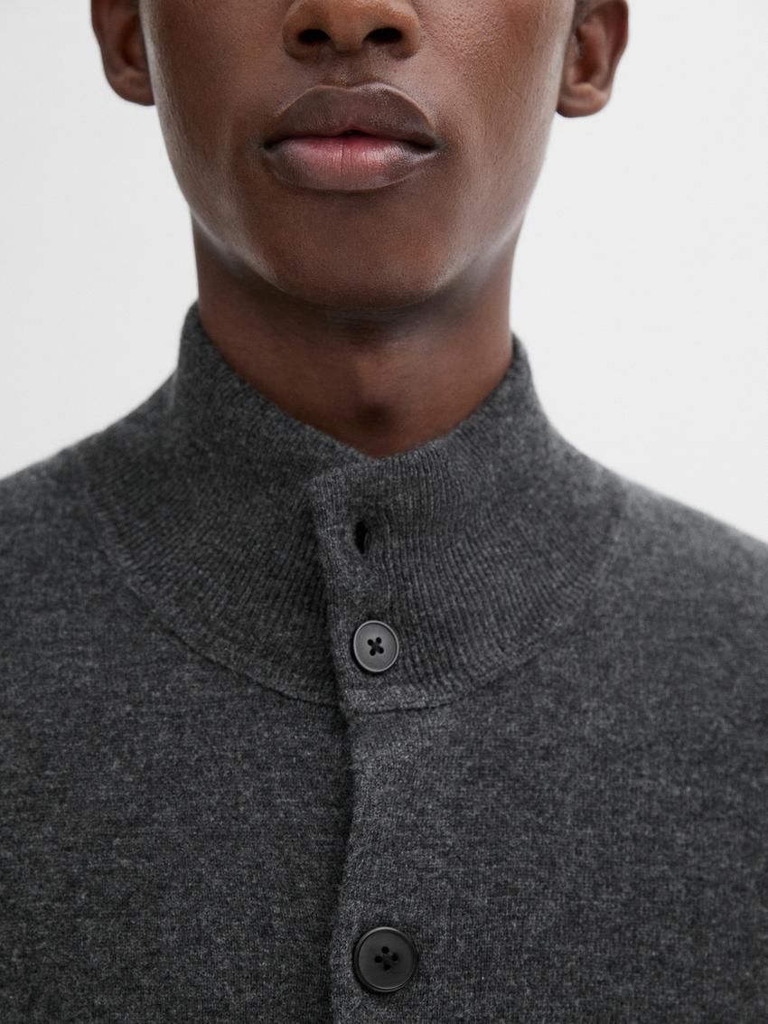 Massimo Dutti Wool Men Cardigan Dark Grey | US-RN7193502