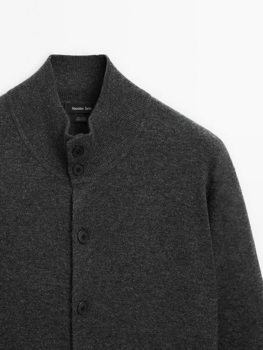 Massimo Dutti Wool Men Cardigan Dark Grey | US-RN7193502