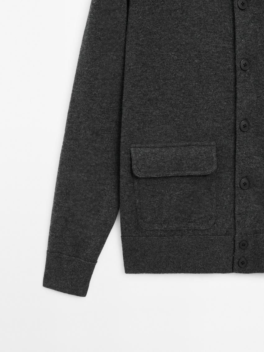 Massimo Dutti Wool Men Cardigan Dark Grey | US-RN7193502