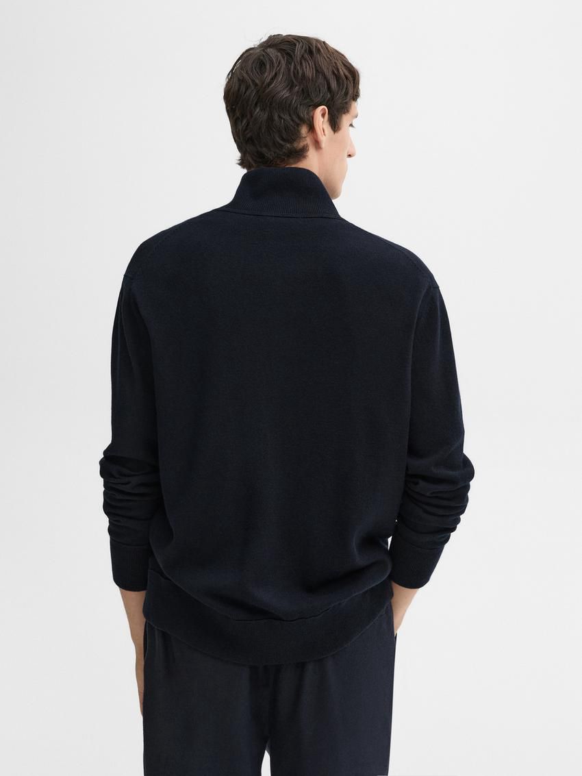 Massimo Dutti Wool Men Cardigan Navy | US-PE5283491