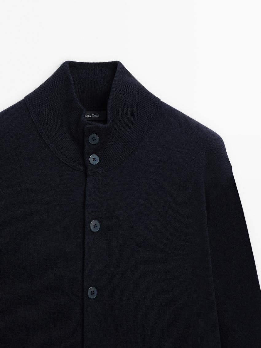 Massimo Dutti Wool Men Cardigan Navy | US-PE5283491