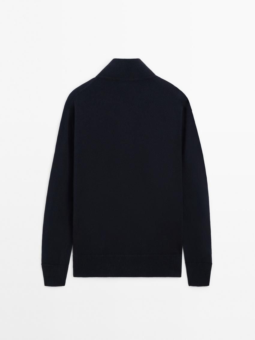 Massimo Dutti Wool Men Cardigan Navy | US-PE5283491