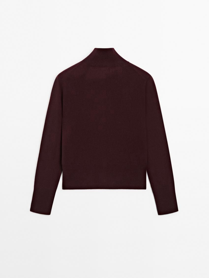 Massimo Dutti Wool Mock Turtleneck Women Cardigan Maroon | US-TD5647891